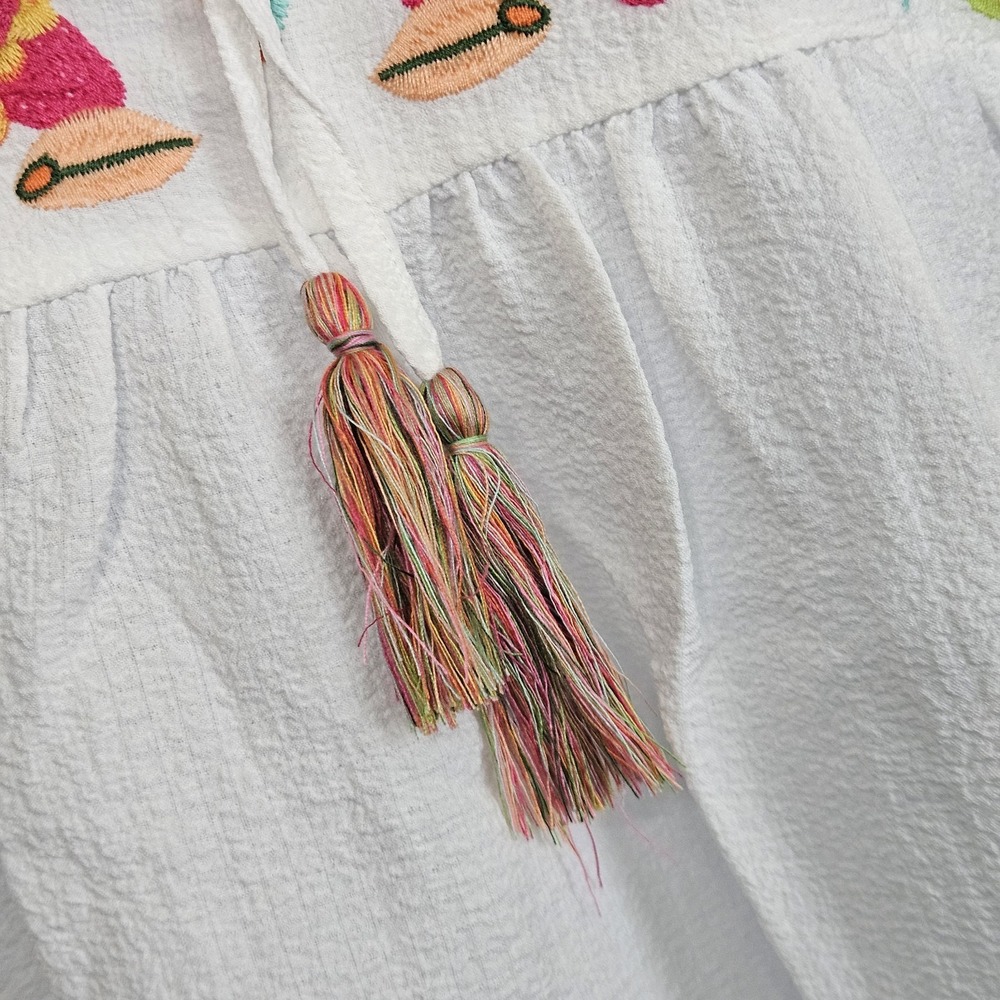 THML Floral Embroidered Tassel Tie Top Women's NWT Small - Picture 4 of 16